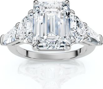 Pompeii3 Certified 4 1/2Ct Tessa Emerald Engagement Ring 14k Gold Lab Grown
