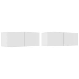 Berkfield Home TV Cabinets 2 pcs White 80x30x30 cm Engineered Wood | Size: 80 x 30 x 30 cm