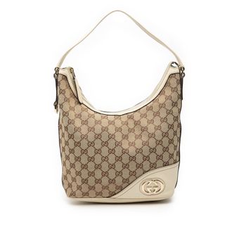 Gucci Pre-owned Womens Gg Canvas New Britt Shoulder Bag - Beige Textile - One Size