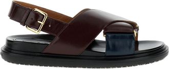 Marni Bicolor Fussbett Sandals With Adjustable Buckle And Colorblock Design