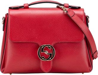 Gucci Pre-owned Top Handle Leather Bag - Dames - Vintage Handtas - Rood - ONE Size - Leer - Vintage