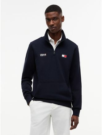 Tommy Hilfiger Mens Tommy x US SailGP Team Flag Quarter-Zip - Navy Multi - L