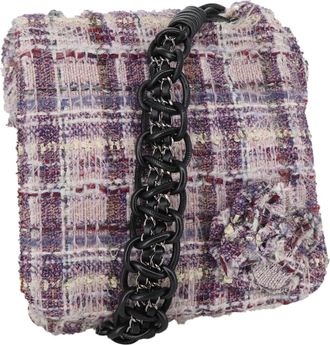 Chanel Camellia Chain Bag Canvas Purple Canvas Bag (Pre-Owned)