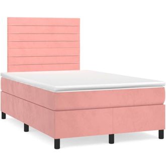 vidaXL Vidaxl - Cama Box Spring Con Colch&oacute;n Terciopelo Rosa 120x190 Cm