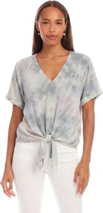Karen Kane Tess Tie Dye Tie Front Top In Cloudy