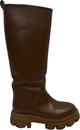 Gia Couture Gia X Pernille Tubular Combat Boots in Brown Leather