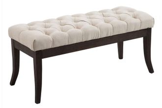 Clp Clp - Taburete Recibidor Ramses En Tela & Madera Oscura Crema 100 Cm