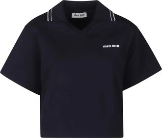 Miu Miu Tops, Dames, Blauw, M, Polo Shirt