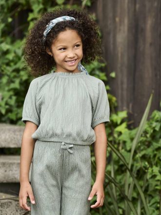Vertbaudet M&auml;dchen Blusenshirt in Cropped-L&auml;nge salbeigr&uuml;n