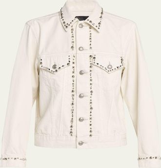 R13 Shrunken Studdded Denim Jacket