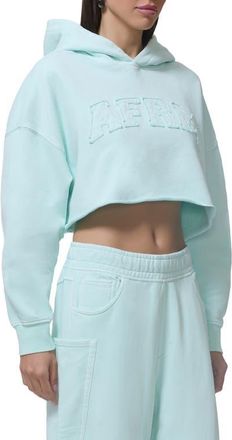 AFRM Darius Crop Cotton Hoodie in Icy Morn at Nordstrom, Size Xx-Large