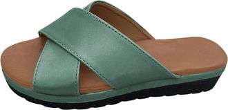 Generic SummerWomens Sandals Open Fashion Wedges Toe Roman Shoes Beach Bottom Thick Slippers Womens sandals Ladies Wedge (Green, 4.5)