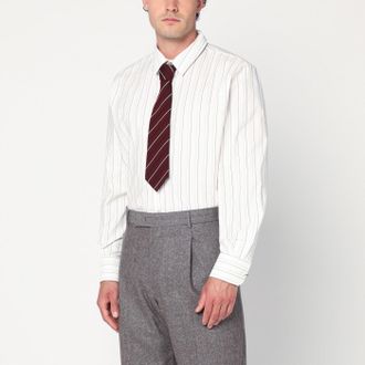 Saint Laurent Camicia Cassandre bianca a righe in cotone