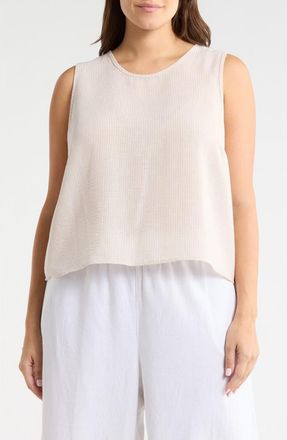 Renee C Stripe Sleeveless Cotton Top in Taupe at Nordstrom Rack, Size 1X