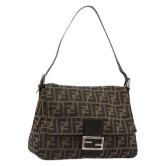 Fendi Pre-owned Shoulder Bags, female, Brown, Size: ONE SIZE Pre-owned Vintage Zucca Shoulder Bag