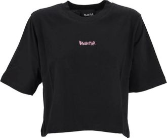 Disclaimer Crop Jersey Top Urban Stijl - Dames - T-shirts - Zwart - S - Katoen - Tops
