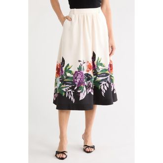 Joie Placed Floral Print Pocket A-Line Skirt in Moonlit Botanical Print at Nordstrom Rack, Size X-Large