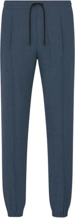 Dior Gekreukte broek met trekkoord - Heren - Nette broeken - Blauw - S - Wol - Broeken