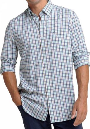 Southern Tide Intercoastal Glenmoor Plaid Long Sleeve Sport Shirt In Light Indigo
