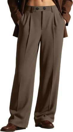 Generic Mens Trousers Milk Tea Pleated Wide Leg Trousers (Brown, M)