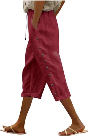 Generic Buy Again Cropped Trousers for Women UK Ladies Capri Summer Pants 3/4 Length Joggers Three Quarter Elasticated Shorts Beach Party Casual Pants Warehou