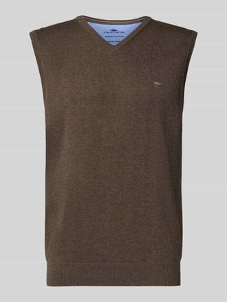 Fynch-Hatton Fynch-Hatton Pullunder mit Logo-Detail Modell Slipover Superfine in Mittelbraun, Gr&ouml;&szlig;e XXL