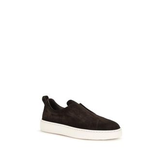 Santoni Mens Brown Calf Leather Bos Taurus Sneakers