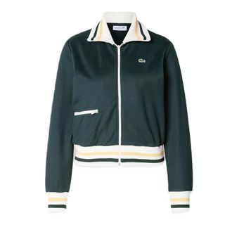 Lacoste Sweatshirt met rits en gestreept accent - Dames - Sweatshirts & Hoodies - Groen - Maat: S Katoen