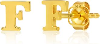 MAX + STONE 14k Yellow or White Gold Small Script Initial Letter Stud Earrings