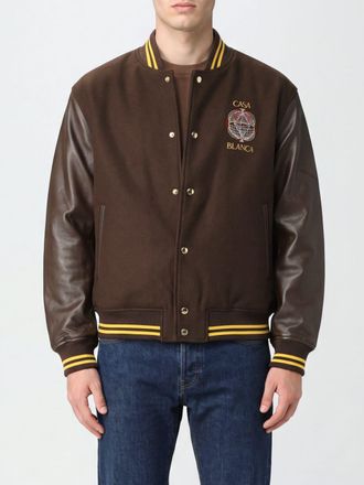 Casablanca Bomber Varsity in misto lana vergine con patch e logo ricamato