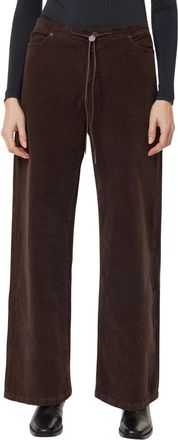 Habitual Jade Wide Leg Drawstring Cord Jeans In Chocolate