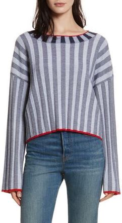 Elizabeth & James Campbell Stripe Merino Wool Blend Sweater in Navy/Ivory at Nordstrom Rack, Size X-Small