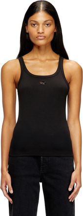 Diesel Slim tank top with laser-cut Oval D - T-Shirts - Woman - Black
