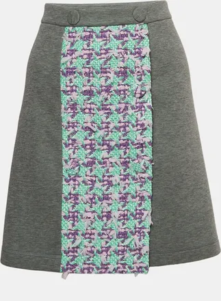 Moschino Boutique Moschino Grey Modal And Cotton Tweed Detail Mini Skirt