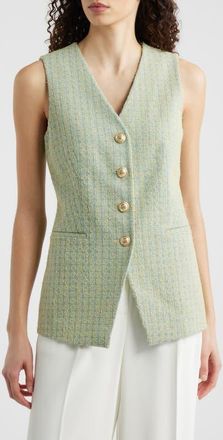 Elie Tahari The Abigail Cotton Tweed Vest in Denim Blue/Golden Hour at Nordstrom, Size 14
