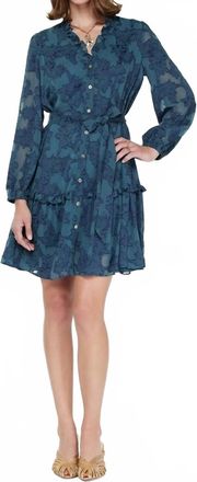 Current Air Jacquard Button Down Mini Dress In Teal
