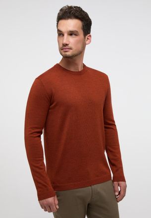 Eterna Strickpullover ETERNA REGULAR FIT, Herren, Gr. L, orange, 100% Wolle (Merino), l&auml;ssig geschnitten, Pullover Strickpullover