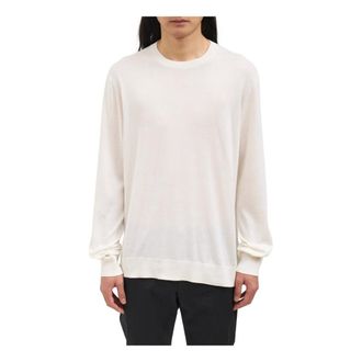 Paolo Pecora Round-neck Knitwear, male, White, Size: XL Maglia Girocollo in Seta