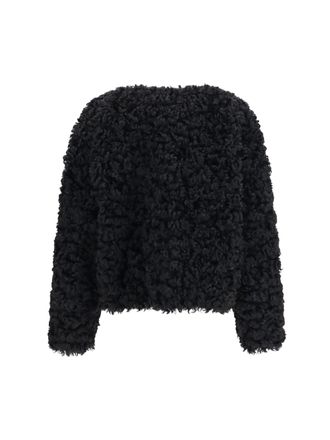Kristina Ti Womens Short Plush Coat Caviar Polyester