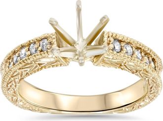 Pompeii3 Gold 1/4ct Diamond Engagement Semi Mount Ring Setting Size Selectable