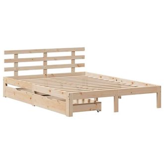 Berkfield Home Decorative Bed Frame with Drawers without Mattress 135x190 cm Double in Natural