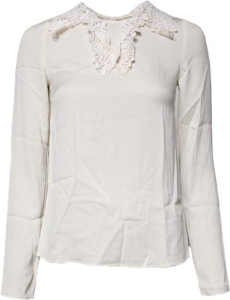 Dolce & Gabbana Cream Floral Lace Long Sleeves Blouse Womens Top (Pre-Owned)
