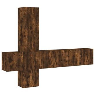 Berkfield Home 5 Piece TV Wall Units Smoked Oak Engineered Wood in Brown