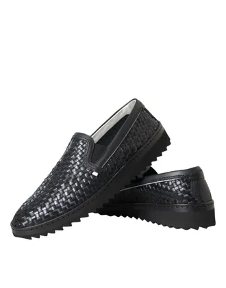 Dolce & Gabbana Woven Buffalo Leather Loafer - Black