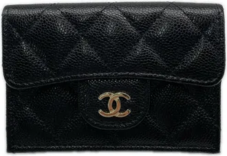 Chanel Matelasse Black Grained Calfskin Wallet (Tri-Fold) (Pre-Owned)