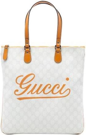 Gucci Pre-owned PVC Shoulder Bag - Dames - Vintage Shopper - Wit - ONE Size - Leer - Vintage