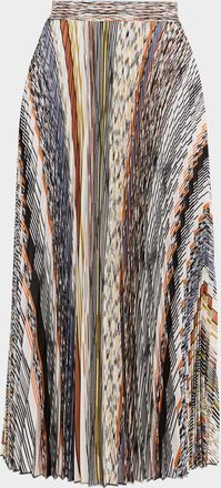 Missoni Striped Pleated Knit Midi Skirt