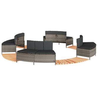 vidaXL Bordo per Spa Grigio in Polyrattan e Legno Massello di Acacia vidaXL