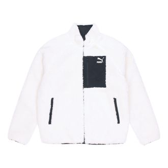 Puma Sherpa Reversible lambs wool Stay Warm Stand Collar Jacket White 530028-01