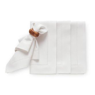 Solino Home Linen Dinner Napkins - Medium Weight Hemstitch, 20 x 20 in White at Nordstrom, Size Large